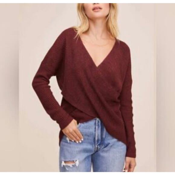 NWT ASTR The Label Stephanie Wrap Sweater Wine Women L - Picture 4 of 14